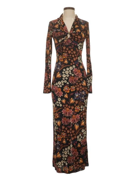FARM Rio Dresses & Skirts - FARM Rio Lili Black Floral Long Sleeve V Neck Maxi Dress Size S NWT $298